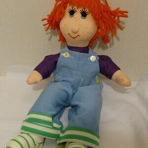 Handmade 1988 Fabric 17 Inch Collectible Doll Red Hair Folk Art Made by Mom